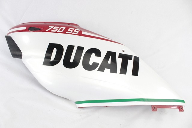 CARENA CENTRALE SINISTRA DUCATI SUPERSPORT 750 1999 - 2002 48030821A LEFT SIDE CENTRAL FAIRING ATTACCO FRECCIA DANNEGGIATO CON GRAFICHE PELLICOLA REMOVIBILE