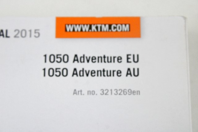 KTM 1050 ADVENTURE MANUALI USO E MANUTENZIONE 15 - 16 OWNER'S BOOK